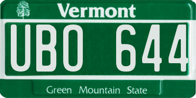 VT license plate UBO644