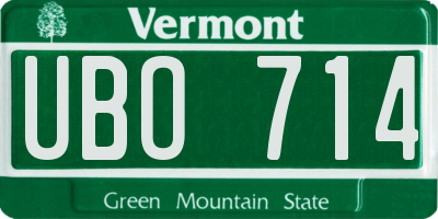 VT license plate UBO714