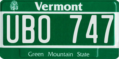 VT license plate UBO747