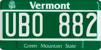 VT license plate UBO882