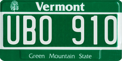 VT license plate UBO910