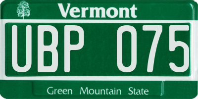 VT license plate UBP075