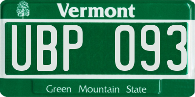 VT license plate UBP093