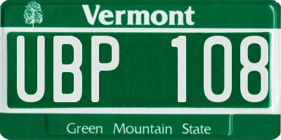 VT license plate UBP108