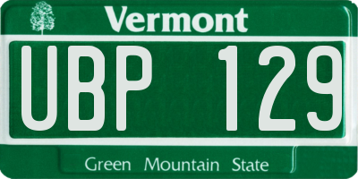 VT license plate UBP129