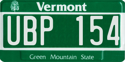 VT license plate UBP154