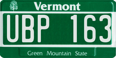VT license plate UBP163