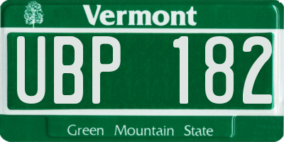 VT license plate UBP182