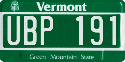 VT license plate UBP191