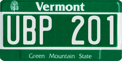 VT license plate UBP201