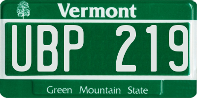 VT license plate UBP219