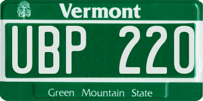 VT license plate UBP220