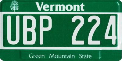 VT license plate UBP224
