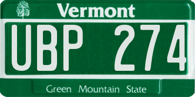 VT license plate UBP274