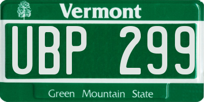 VT license plate UBP299