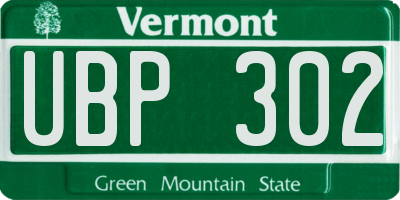 VT license plate UBP302