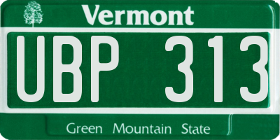 VT license plate UBP313