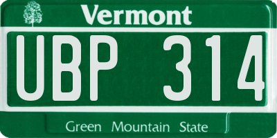 VT license plate UBP314