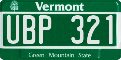 VT license plate UBP321