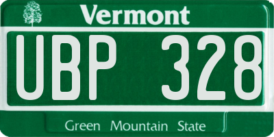VT license plate UBP328