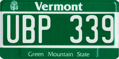 VT license plate UBP339