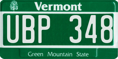 VT license plate UBP348