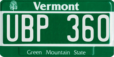 VT license plate UBP360