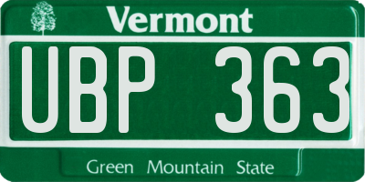 VT license plate UBP363