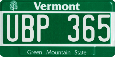 VT license plate UBP365