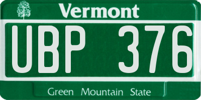 VT license plate UBP376