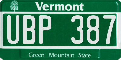 VT license plate UBP387