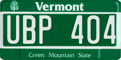 VT license plate UBP404