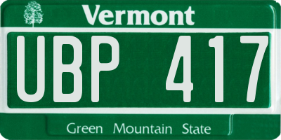 VT license plate UBP417