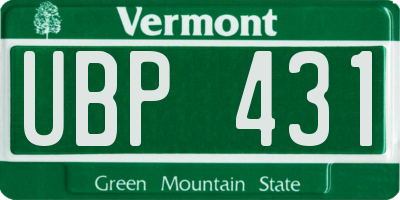 VT license plate UBP431