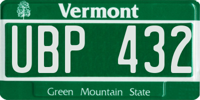 VT license plate UBP432