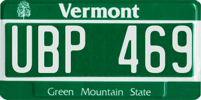 VT license plate UBP469