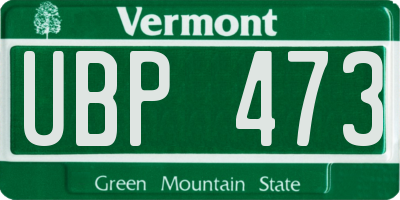 VT license plate UBP473