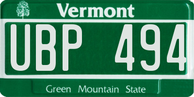 VT license plate UBP494