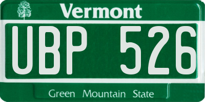 VT license plate UBP526