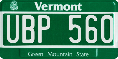 VT license plate UBP560