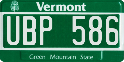 VT license plate UBP586