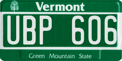 VT license plate UBP606