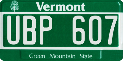 VT license plate UBP607