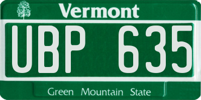 VT license plate UBP635