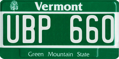 VT license plate UBP660