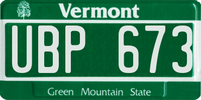 VT license plate UBP673