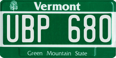 VT license plate UBP680