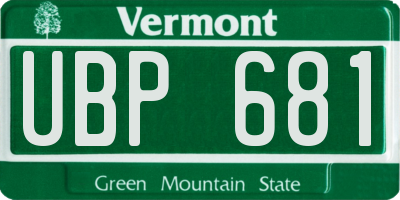 VT license plate UBP681