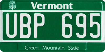 VT license plate UBP695