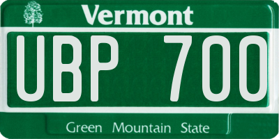VT license plate UBP700
